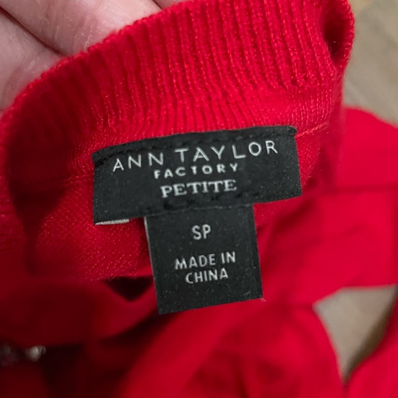 Red Holiday Sweater Embellished Neck | Ann Taylor Factory - Picture 7 of 8